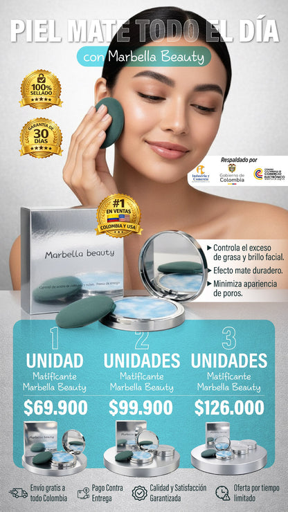 Marbella Matificante – Elimina el brillo y la grasa de tu rostro todo el día