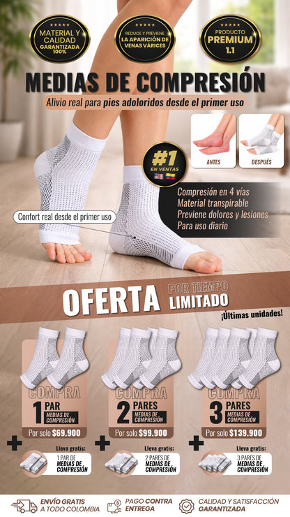 Medias de Compresión Pro: Adiós a la Hinchazón y el Dolor de Pies 🚫🦶