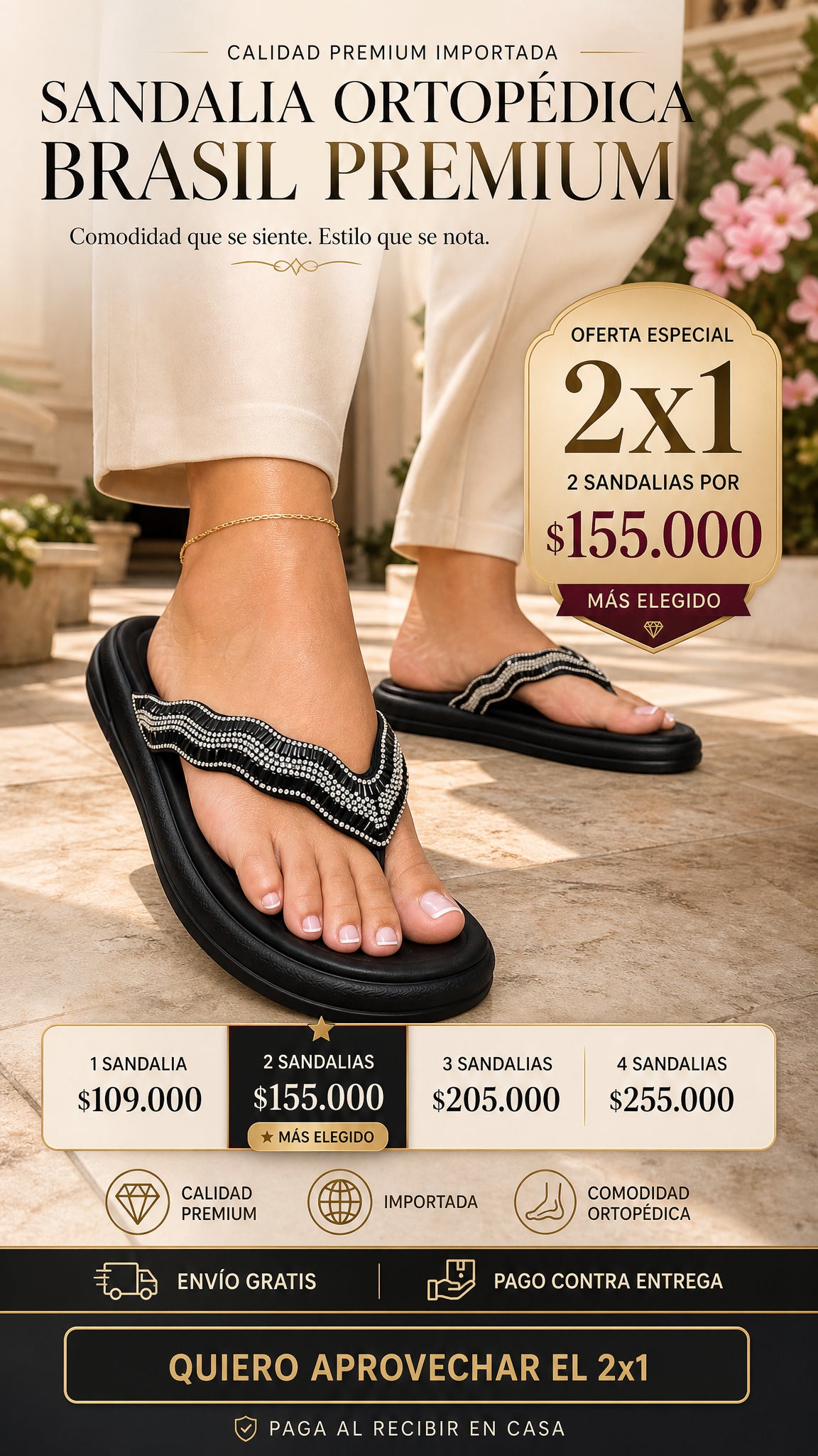 Sandalia Brasil® Ortopédica – Comodidad Premium que Alivia tus Pies